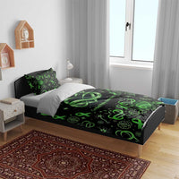 Cerebral Palsy Awareness Infinity Heart Bedding Set Neon Green Ribbon Pattern Illustration