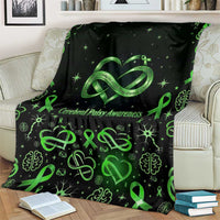 Cerebral Palsy Awareness Infinity Heart Blanket Neon Green Ribbon Pattern Illustration