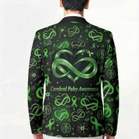 Cerebral Palsy Awareness Infinity Heart Blazer Neon Green Ribbon Pattern Illustration