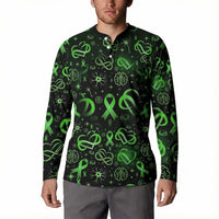 Cerebral Palsy Awareness Infinity Heart Button Sweatshirt Neon Green Ribbon Pattern Illustration