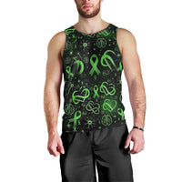 Cerebral Palsy Awareness Infinity Heart Men Tank Top Neon Green Ribbon Pattern Illustration