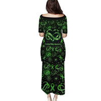 Cerebral Palsy Awareness Infinity Heart Puletasi Neon Green Ribbon Pattern Illustration