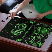 Cerebral Palsy Awareness Infinity Heart Puzzle Neon Green Ribbon Pattern Illustration