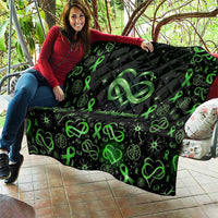 Cerebral Palsy Awareness Infinity Heart Quilt Neon Green Ribbon Pattern Illustration