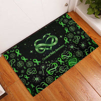 Cerebral Palsy Awareness Infinity Heart Rubber Doormat Neon Green Ribbon Pattern Illustration