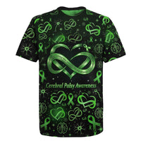Cerebral Palsy Awareness Infinity Heart Rugby Jersey Neon Green Ribbon Pattern Illustration