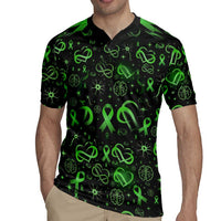 Cerebral Palsy Awareness Infinity Heart Rugby Jersey Neon Green Ribbon Pattern Illustration