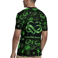 Cerebral Palsy Awareness Infinity Heart Rugby Jersey Neon Green Ribbon Pattern Illustration