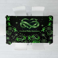 Cerebral Palsy Awareness Infinity Heart Tablecloth Neon Green Ribbon Pattern Illustration
