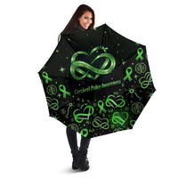 Cerebral Palsy Awareness Infinity Heart Umbrella Neon Green Ribbon Pattern Illustration