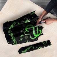Cerebral Palsy Awareness Infinity Heart Umbrella Neon Green Ribbon Pattern Illustration