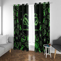 Cerebral Palsy Awareness Infinity Heart Window Curtain Neon Green Ribbon Pattern Illustration