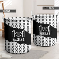 Malcolm X 101 Years Of Resistance Laundry Basket Civil Rights Leader Portrait - Monochrome X Pattern