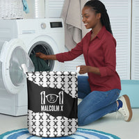 Malcolm X 101 Years Of Resistance Laundry Basket Civil Rights Leader Portrait - Monochrome X Pattern