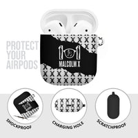 Malcolm X 101 Years Of Resistance AirPods Case Civil Rights Leader Portrait - Monochrome X Pattern