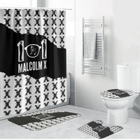 Malcolm X 101 Years Of Resistance Bathroom Set Civil Rights Leader Portrait - Monochrome X Pattern
