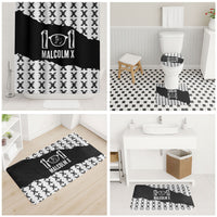 Malcolm X 101 Years Of Resistance Bathroom Set Civil Rights Leader Portrait - Monochrome X Pattern