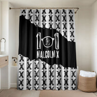 Malcolm X 101 Years Of Resistance Bathroom Set Civil Rights Leader Portrait - Monochrome X Pattern