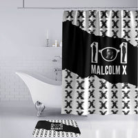 Malcolm X 101 Years Of Resistance Bathroom Set Civil Rights Leader Portrait - Monochrome X Pattern