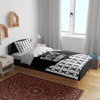 Malcolm X 101 Years Of Resistance Bedding Set Civil Rights Leader Portrait - Monochrome X Pattern