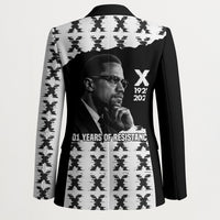 Malcolm X 101 Years Of Resistance Blazer Civil Rights Leader Portrait - Monochrome X Pattern