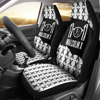 Malcolm X 101 Years Of Resistance Car Seat Cover Civil Rights Leader Portrait - Monochrome X Pattern