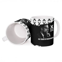 Malcolm X 101 Years Of Resistance Ceramic Mug Civil Rights Leader Portrait - Monochrome X Pattern