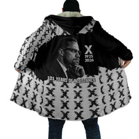 Malcolm X 101 Years Of Resistance Cloak Civil Rights Leader Portrait - Monochrome X Pattern