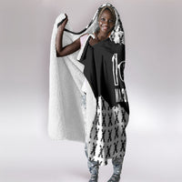 Malcolm X 101 Years Of Resistance Hooded Blanket Civil Rights Leader Portrait - Monochrome X Pattern