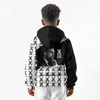 Malcolm X 101 Years Of Resistance Kid Hoodie Civil Rights Leader Portrait - Monochrome X Pattern