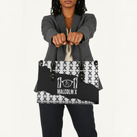 Malcolm X 101 Years Of Resistance Leather Bag Civil Rights Leader Portrait - Monochrome X Pattern