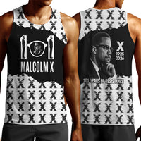 Malcolm X 101 Years Of Resistance Men Tank Top Civil Rights Leader Portrait - Monochrome X Pattern