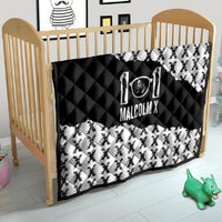 Malcolm X 101 Years Of Resistance Quilt Civil Rights Leader Portrait - Monochrome X Pattern