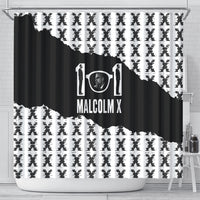 Malcolm X 101 Years Of Resistance Shower Curtain Civil Rights Leader Portrait - Monochrome X Pattern