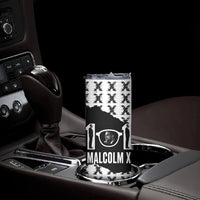 Malcolm X 101 Years Of Resistance Skinny Tumbler Civil Rights Leader Portrait - Monochrome X Pattern