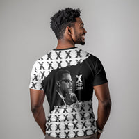 Malcolm X 101 Years Of Resistance T shirt Civil Rights Leader Portrait - Monochrome X Pattern