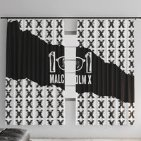 Malcolm X 101 Years Of Resistance Window Curtain Civil Rights Leader Portrait - Monochrome X Pattern
