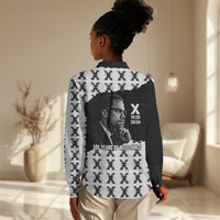 Malcolm X 101 Years Of Resistance Women Casual Shirt Civil Rights Leader Portrait - Monochrome X Pattern