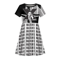 Malcolm X Legacy 1925-2026 Kid Short Sleeve Dress African American Heritage - Iconic Portrait Silhouette