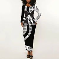 Malcolm X Legacy 1925-2026 Long Sleeve Bodycon Dress African American Heritage - Iconic Portrait Silhouette