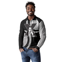 Malcolm X Legacy 1925-2026 Long Sleeve Polo Shirt African American Heritage - Iconic Portrait Silhouette