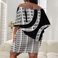 Malcolm X Legacy 1925-2026 Off Shoulder Short Dress African American Heritage - Iconic Portrait Silhouette