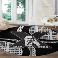 Malcolm X Legacy 1925-2026 Round Carpet African American Heritage - Iconic Portrait Silhouette