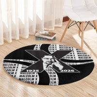 Malcolm X Legacy 1925-2026 Round Carpet African American Heritage - Iconic Portrait Silhouette