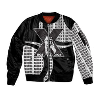 Malcolm X Legacy 1925-2026 Sleeve Zip Bomber Jacket African American Heritage - Iconic Portrait Silhouette