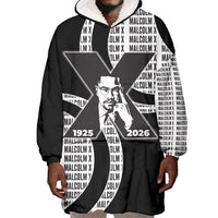 Malcolm X Legacy 1925-2026 Wearable Blanket Hoodie African American Heritage - Iconic Portrait Silhouette