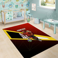 Personalized Belgium Red Devils Football Mascot Area Rug Fierce Devil Graphic With Belgian Flag