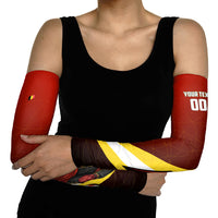 Personalized Belgium Red Devils Football Mascot Arm Sleeves Fierce Devil Graphic With Belgian Flag