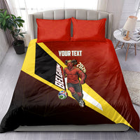 Personalized Belgium Red Devils Football Mascot Bedding Set Fierce Devil Graphic With Belgian Flag