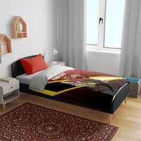 Personalized Belgium Red Devils Football Mascot Bedding Set Fierce Devil Graphic With Belgian Flag